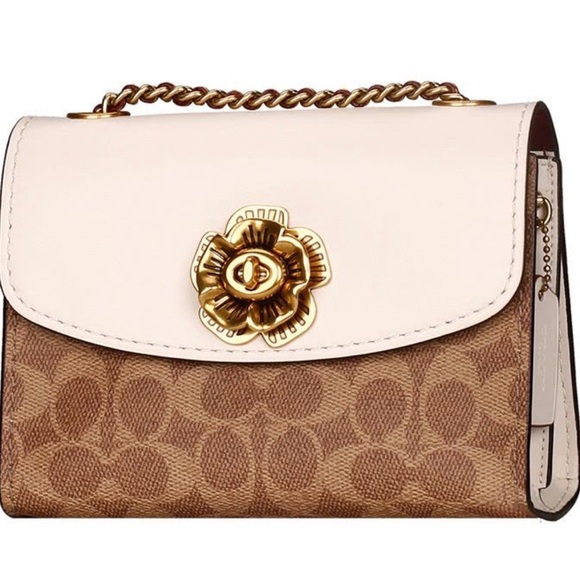 Coach Floral Accent Cream and Brown Clutch Parker 18 - Picture 6 of 6